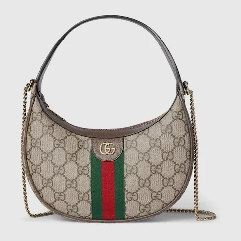 Gucci Ophidia Small Shoulder Bag / Beige/ Dark Brown Gold Hardware