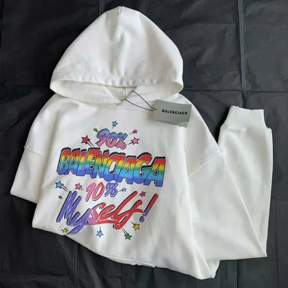 Balenciaga 90/10 Hoodie Wide Fit in White Medium Fleece for Men