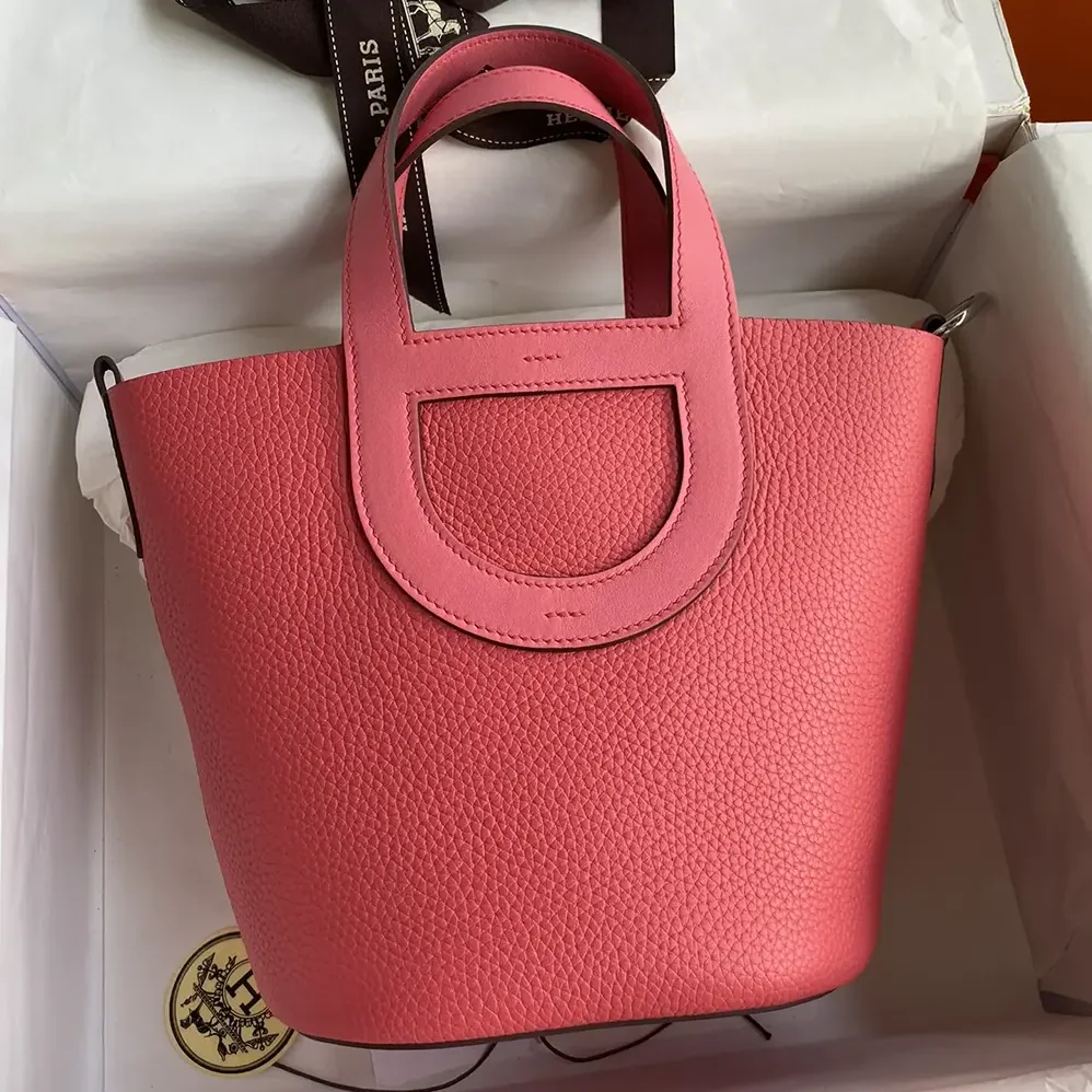 Hermes In the Loop 18 Handbag Clemence Leather for Women in Pink/Silver Hermes In the Loop 18 Handbag Clemence Leather for Women in Pink/Silver