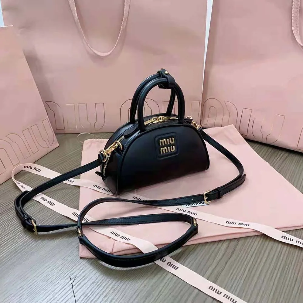 Miu Miu Mini Leather Top-handle Bag for Women in Black Miu Miu Mini Leather Top-handle Bag for Women in Black