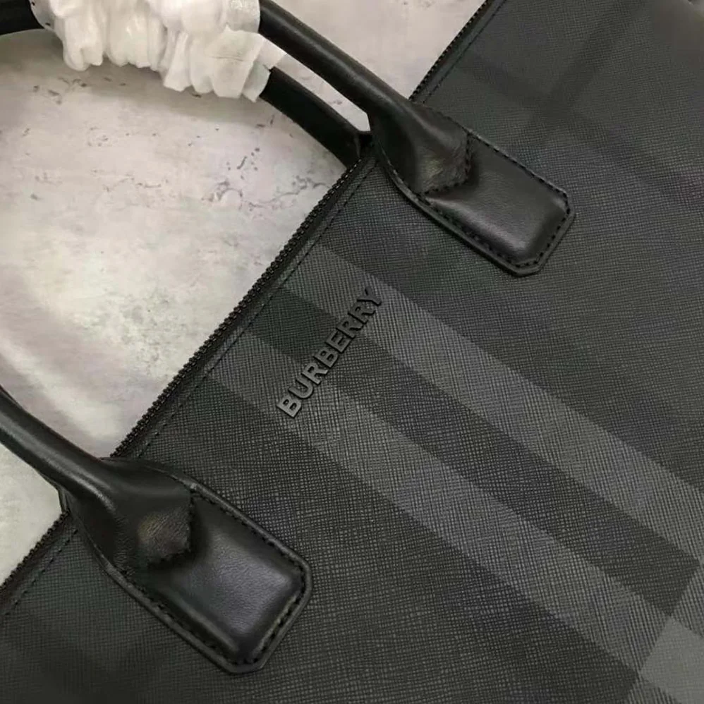 Burberry Charcoal Check and Leather Tote for Men in Black