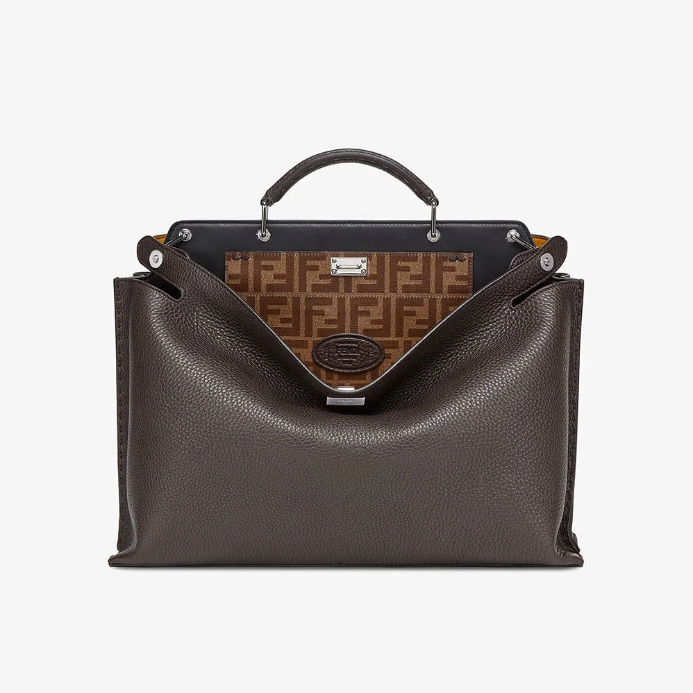 Fendi Peekaboo Iconic Essential Brown Leather Bag for Men