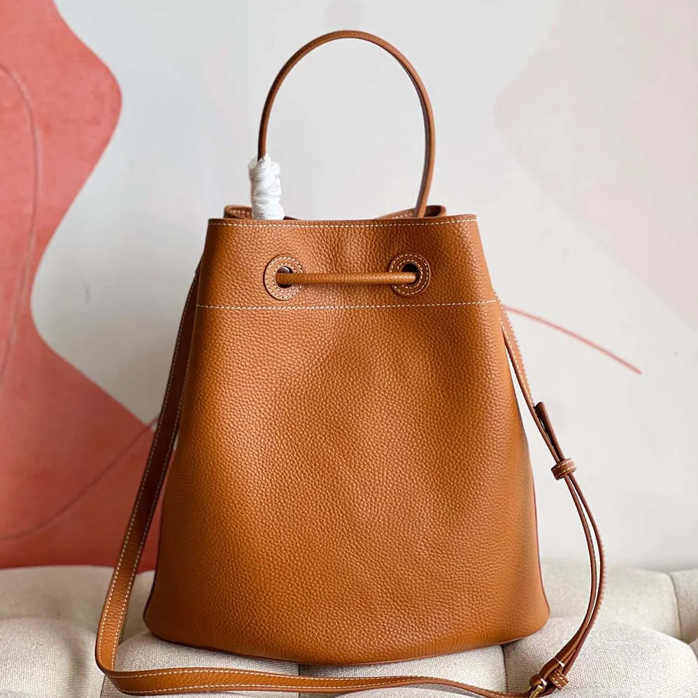 Burberry Grainy Leather Small TB Bucket Bag for Women in Brown Burberry Grainy Leather Small TB Bucket Bag for Women in Brown