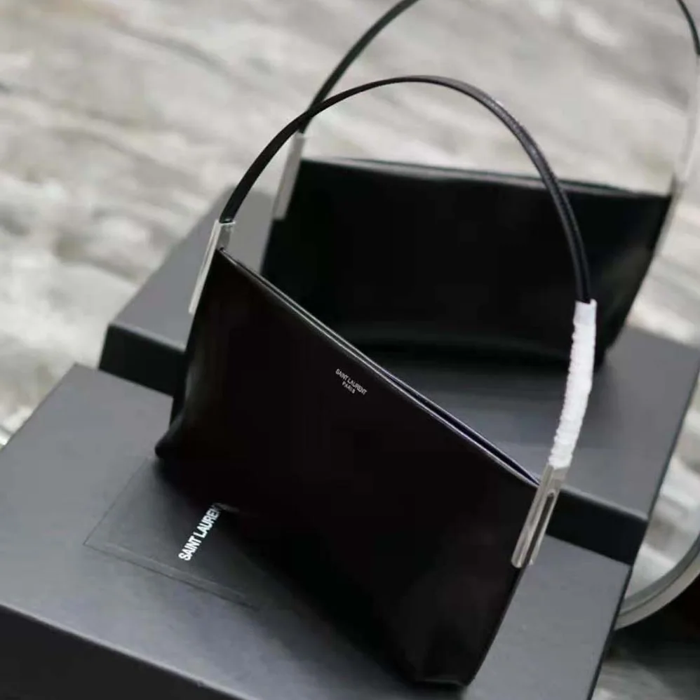 Saint Laurent YSL Suzanne Small in Shiny Leather for Women in Black