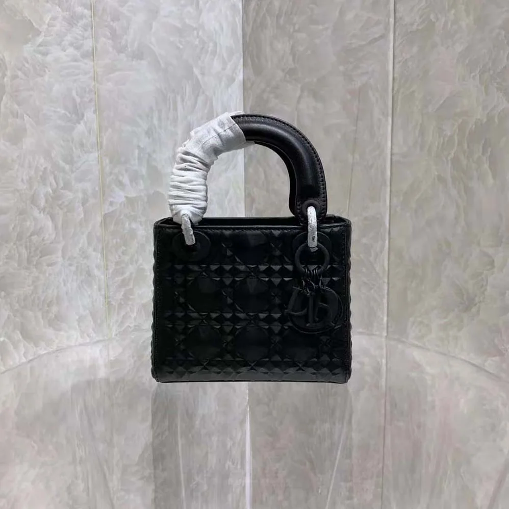 Dior Small Lady Dior my Abcdior Bag Black Cannage Calfskin with Diamond Motif for Women