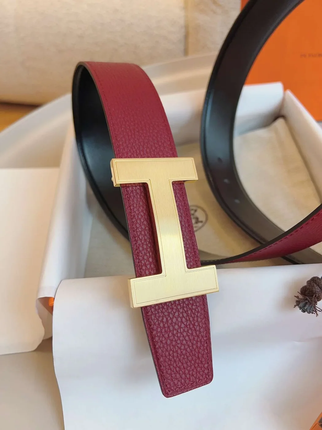 Hermes Constance Belt Buckle Burgundy