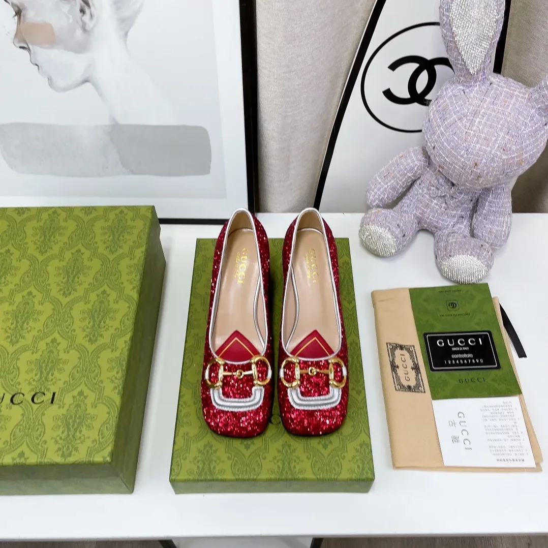 Gucci Lovelight Mid-Heel Crystal Ballet Flat With Horsebit Silver Gucci Lovelight Mid-Heel Crystal Ballet Flat With Horsebit Silver