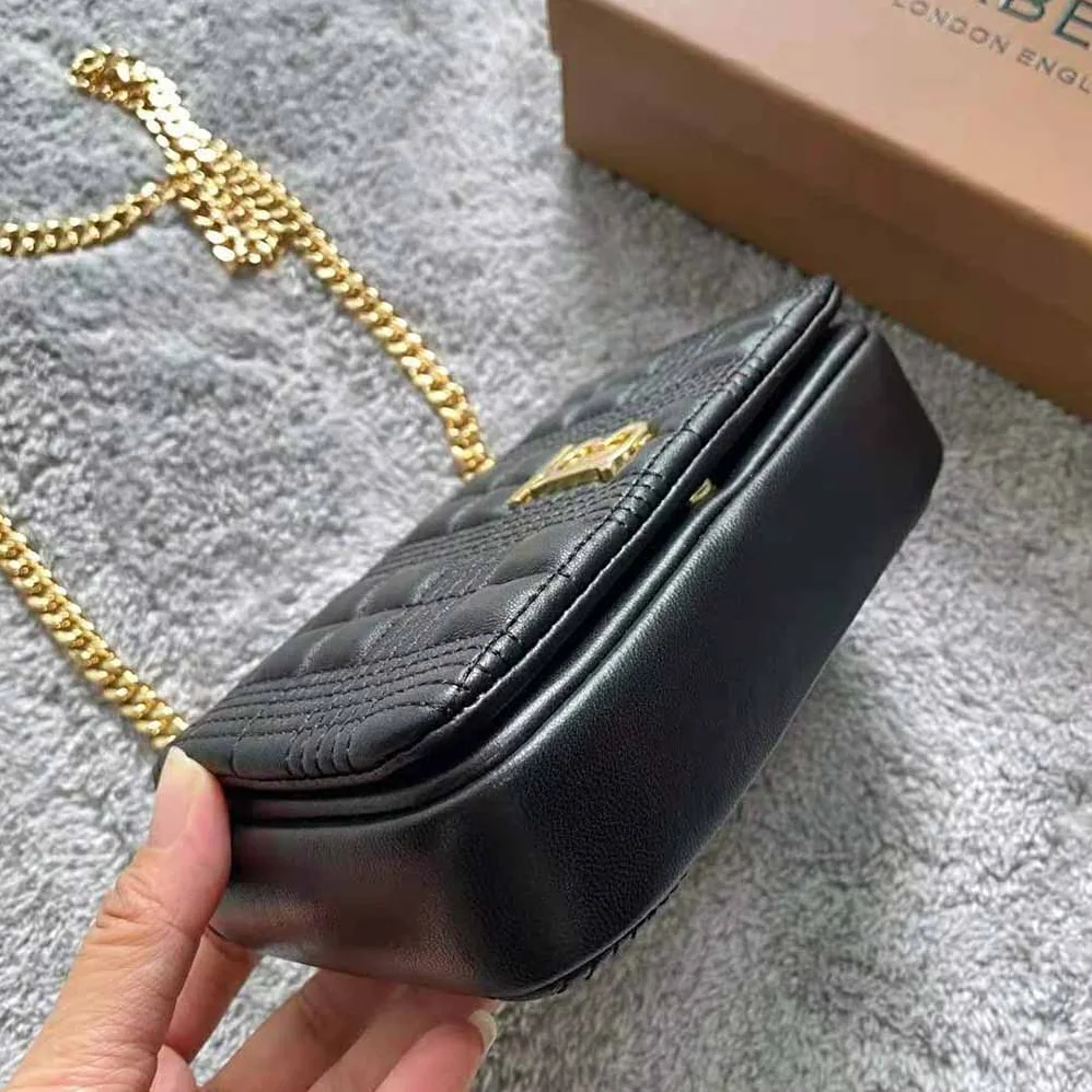 Burberry Mini Quilted Lambskin Lola Bag for Women in Black Burberry Mini Quilted Lambskin Lola Bag for Women in Black