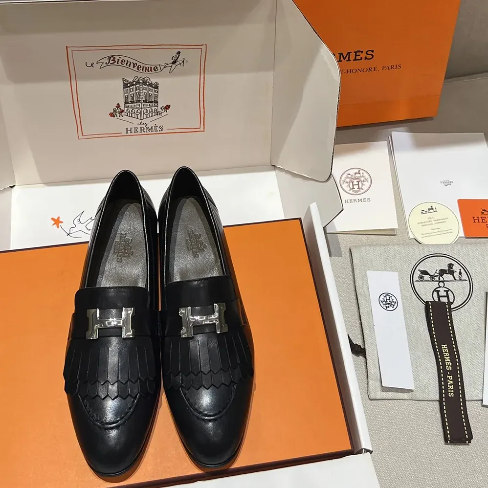 Hermes Royal Loafer in Goatskin for Women in Black