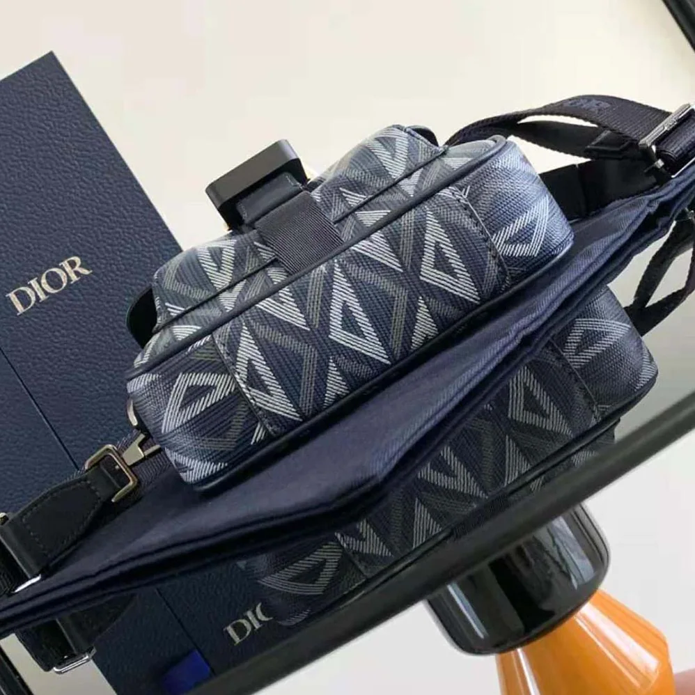 Dior Mini Dior Hit the Road Bag Navy Blue CD Diamond Canvas for Men Dior Mini Dior Hit the Road Bag Navy Blue CD Diamond Canvas for Men