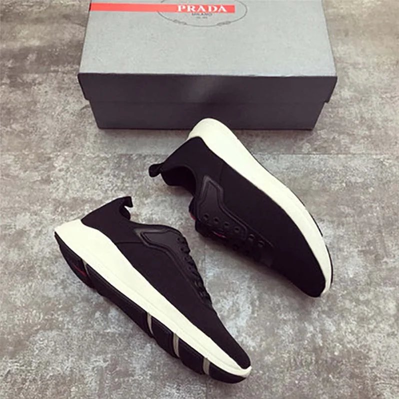 Prada Shoes Nylon and Leather Sneakers for Men in Black