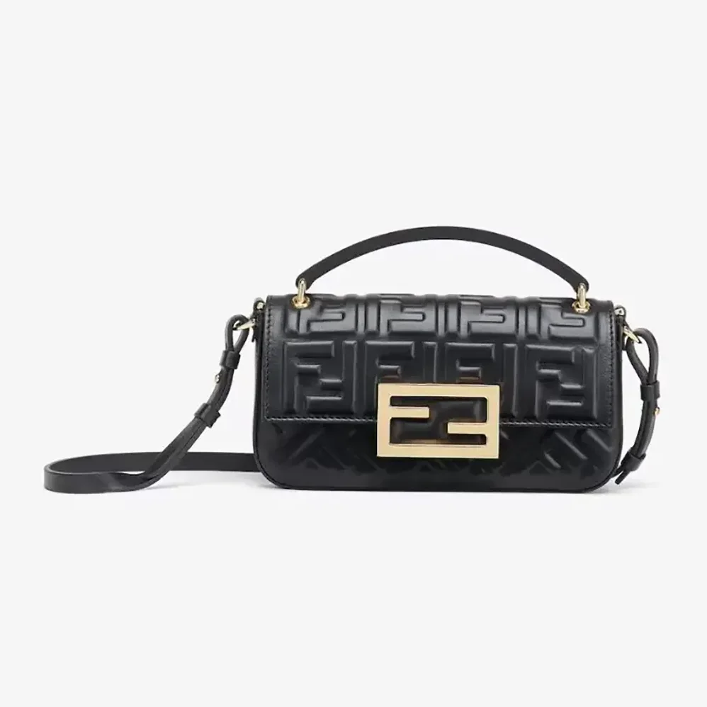 Fendi Baguette Phone Pouch Black Nappa Leather Pouch for Women Fendi Baguette Phone Pouch Black Nappa Leather Pouch for Women