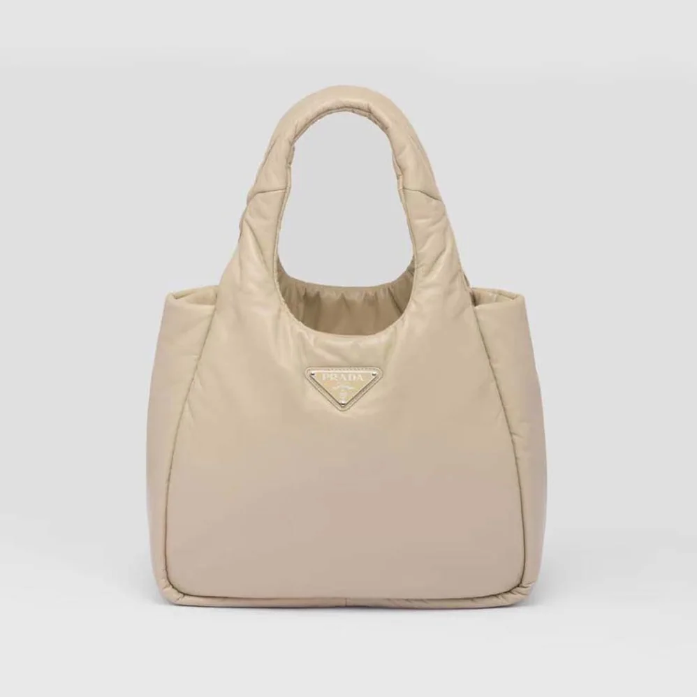 Prada Medium Padded Prada Soft Nappa Leather Bag for Women in Beige