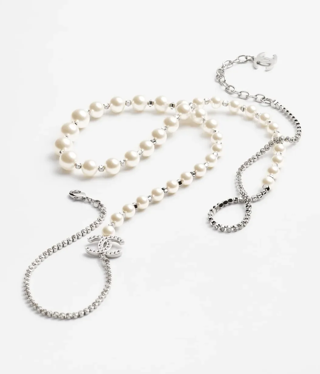 Chanel Long Necklace Silver