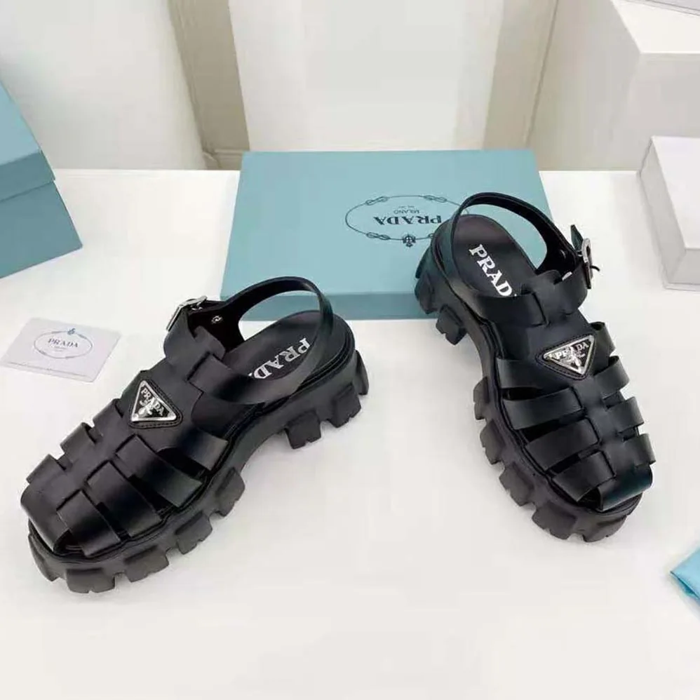 Prada Foam Rubber Sandals in 55 mm Heel Height for Women in Black