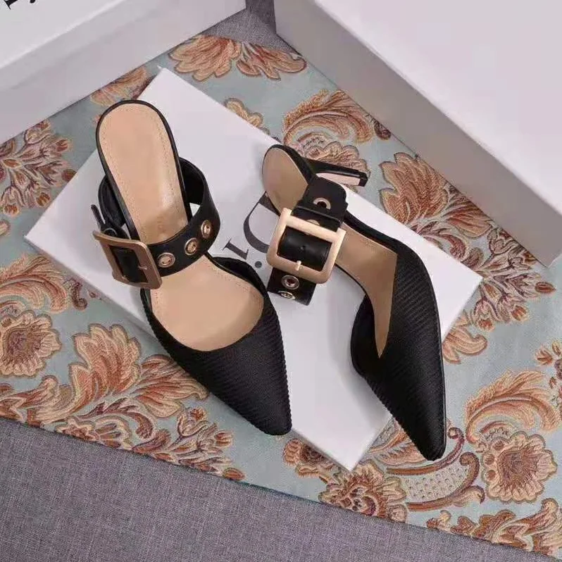 Dior D-Dior Mule Technical Canvas Calfskin 6.5 cm Heel for Women in Black