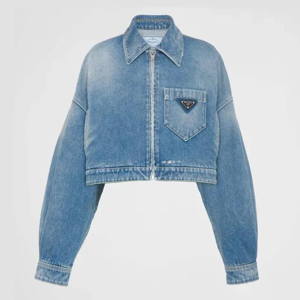 Prada Cropped Organic Denim Jacket for Women