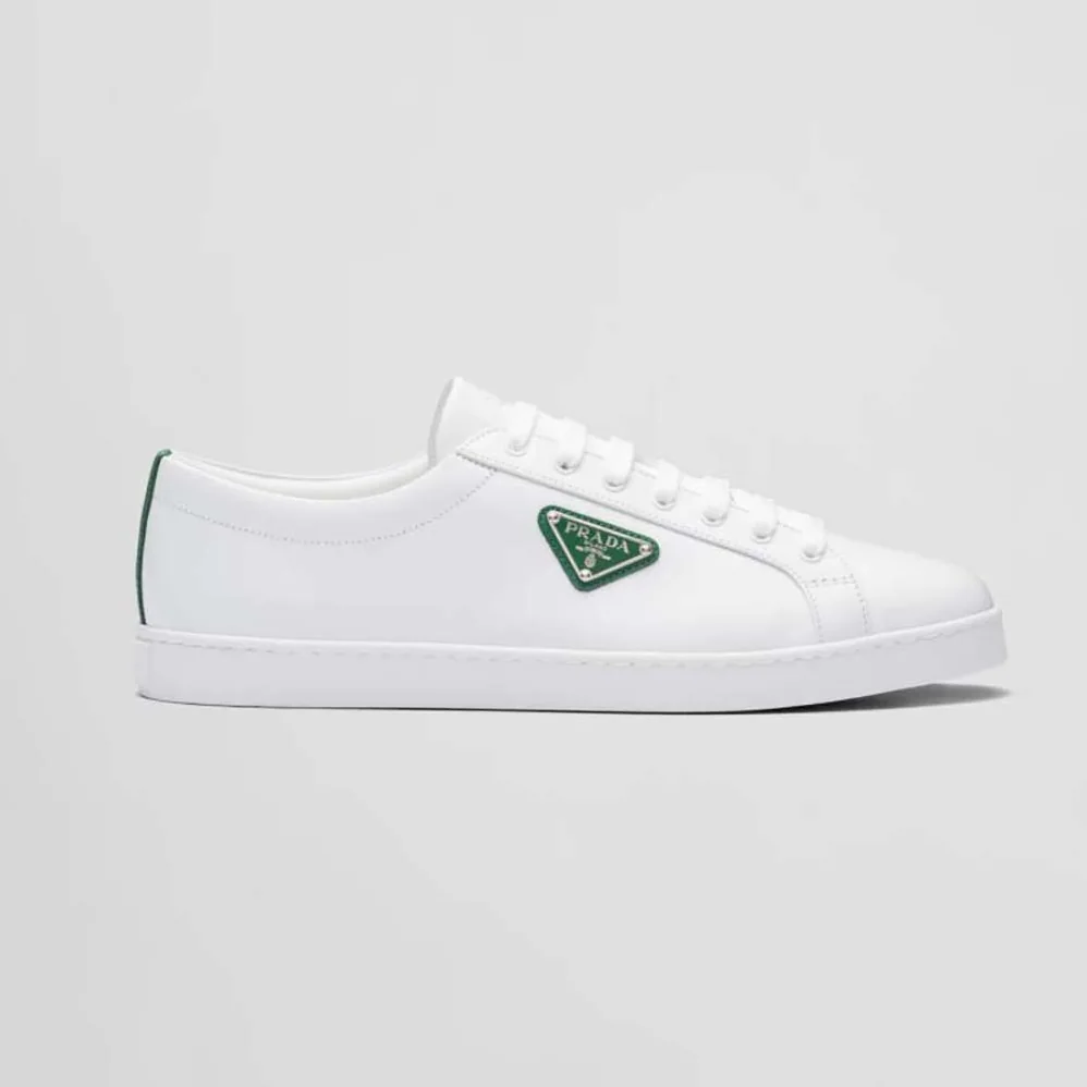 Prada Brushed Leather Sneakers for Men in Green