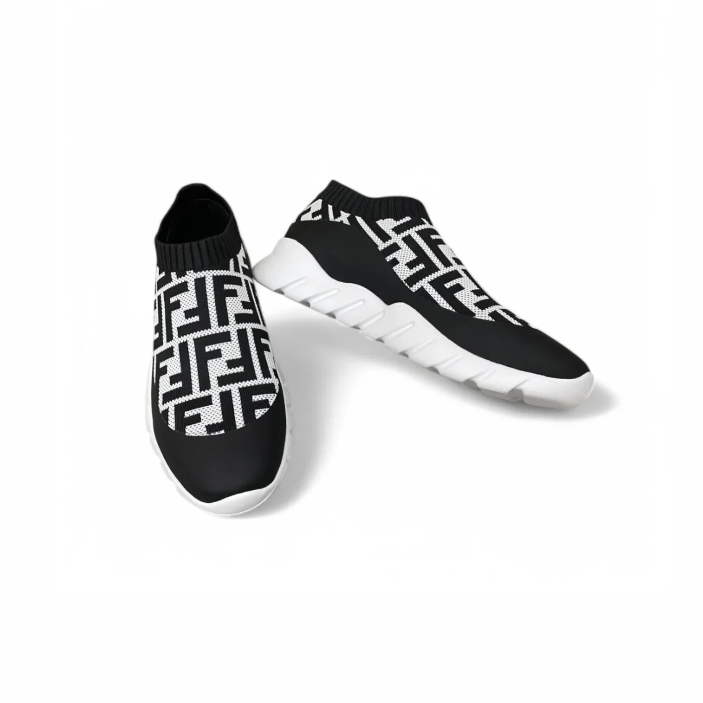 Fendi FD Slip-On Sneakers Black And White Fendi FD Slip-On Sneakers Black And White