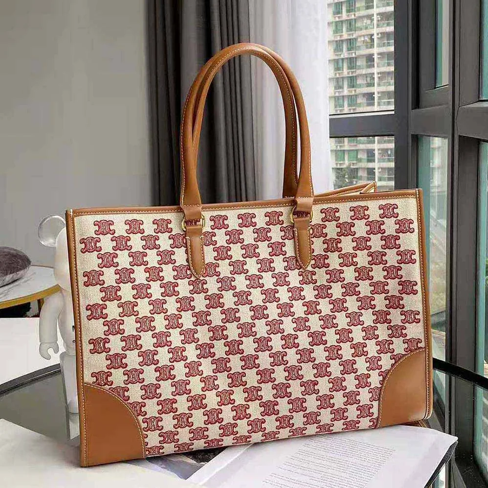 Celine Horizontal Cabas in Textile with Triomphe Embroidery for Women
