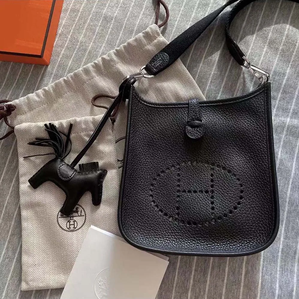 Hermes Rodeo MM Charm for Unisex in Black