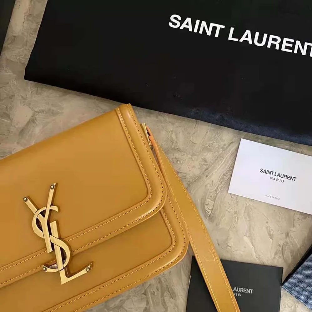 Saint Laurent YSL Solferino Small Satchel in Box Saint Laurent Leather for Women in Yellow Saint Laurent YSL Solferino Small Satchel in Box Saint Laurent Leather for Women in Yellow