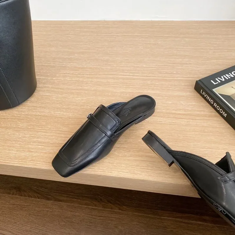Hermes Groupie Mules Black