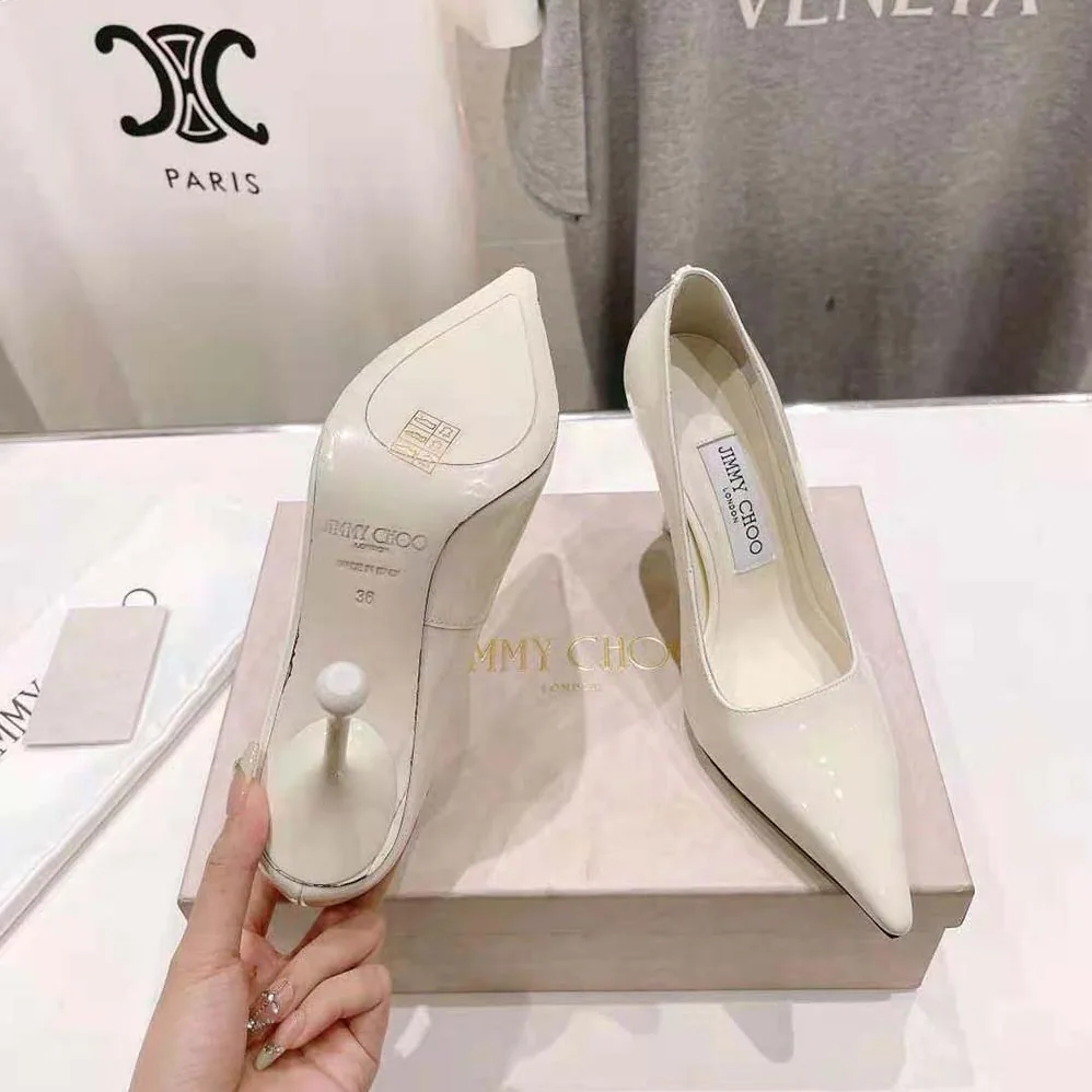 Jimmy Choo Ixia 95 Latte Patent Leather Pumps-IXIA95PAT for Women