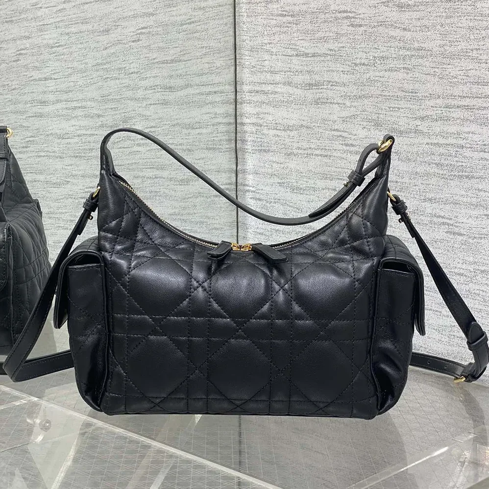 Dior Medium D-Dream Bag Black Macrocannage Lambskin for Women
