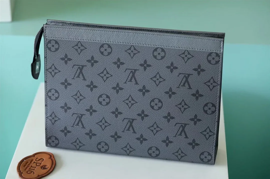Louis Vuitton Pochette Voyage MM Pouch in Gunmetal Gray Silver Hardware