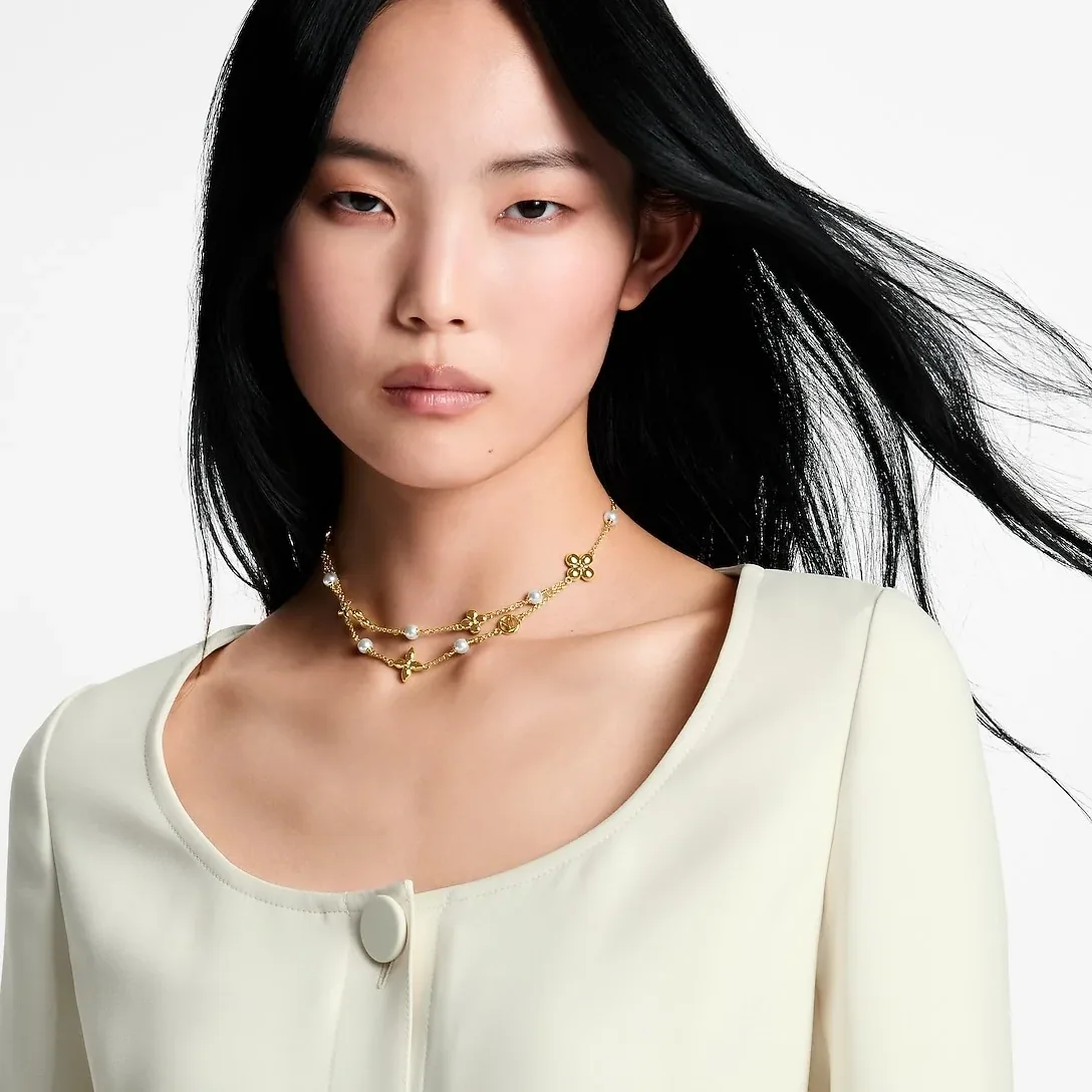 Louis Vuitton Pearl Constellations Necklace Gold Hardware