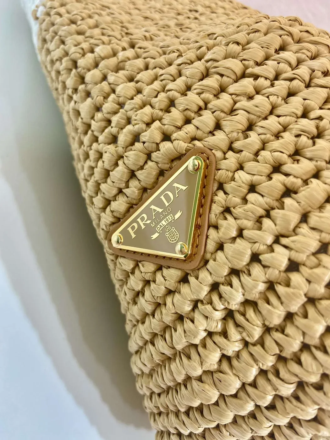 Prada Raffia Tote Bag Beige /