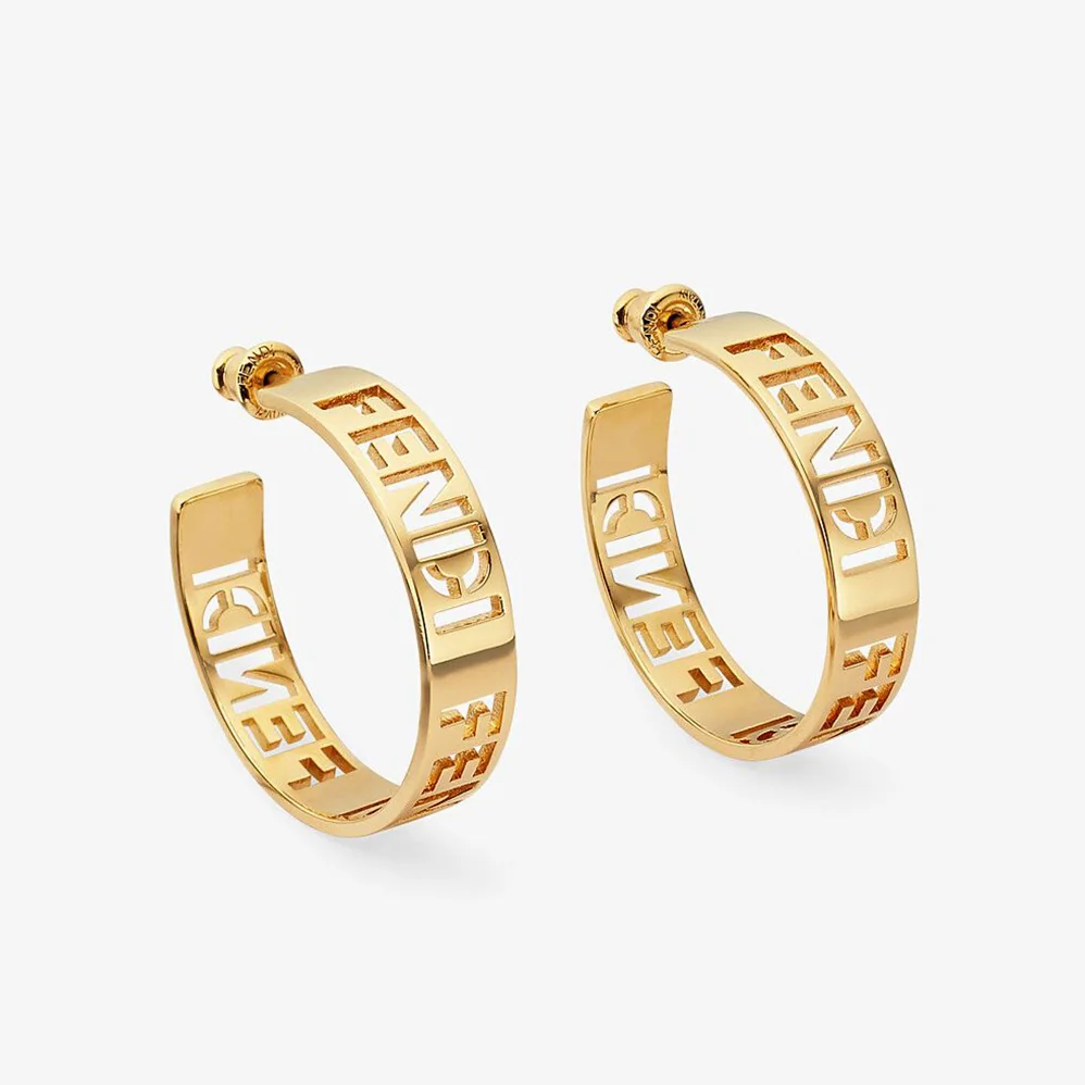 Fendi Small Signature Earrings Gold for Women in colored
