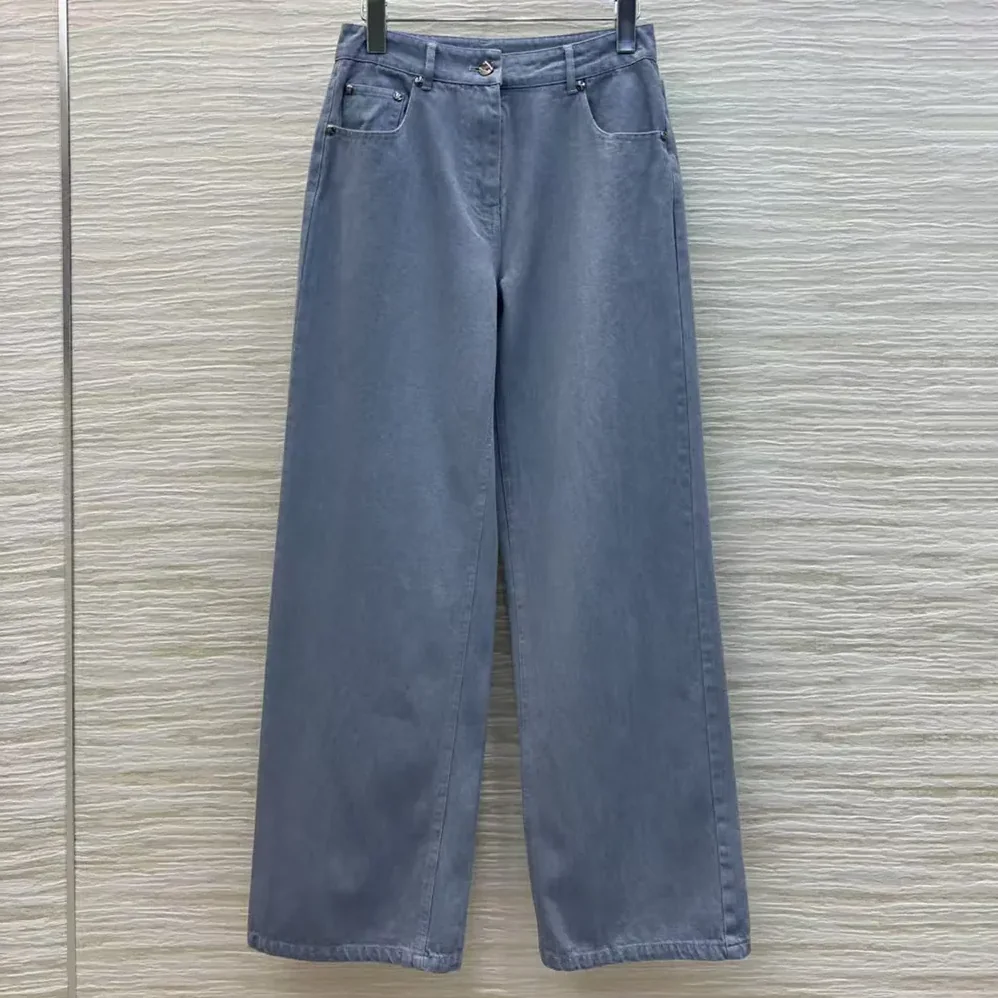 Fendi Long Jeans Blue Denim Pants for Women