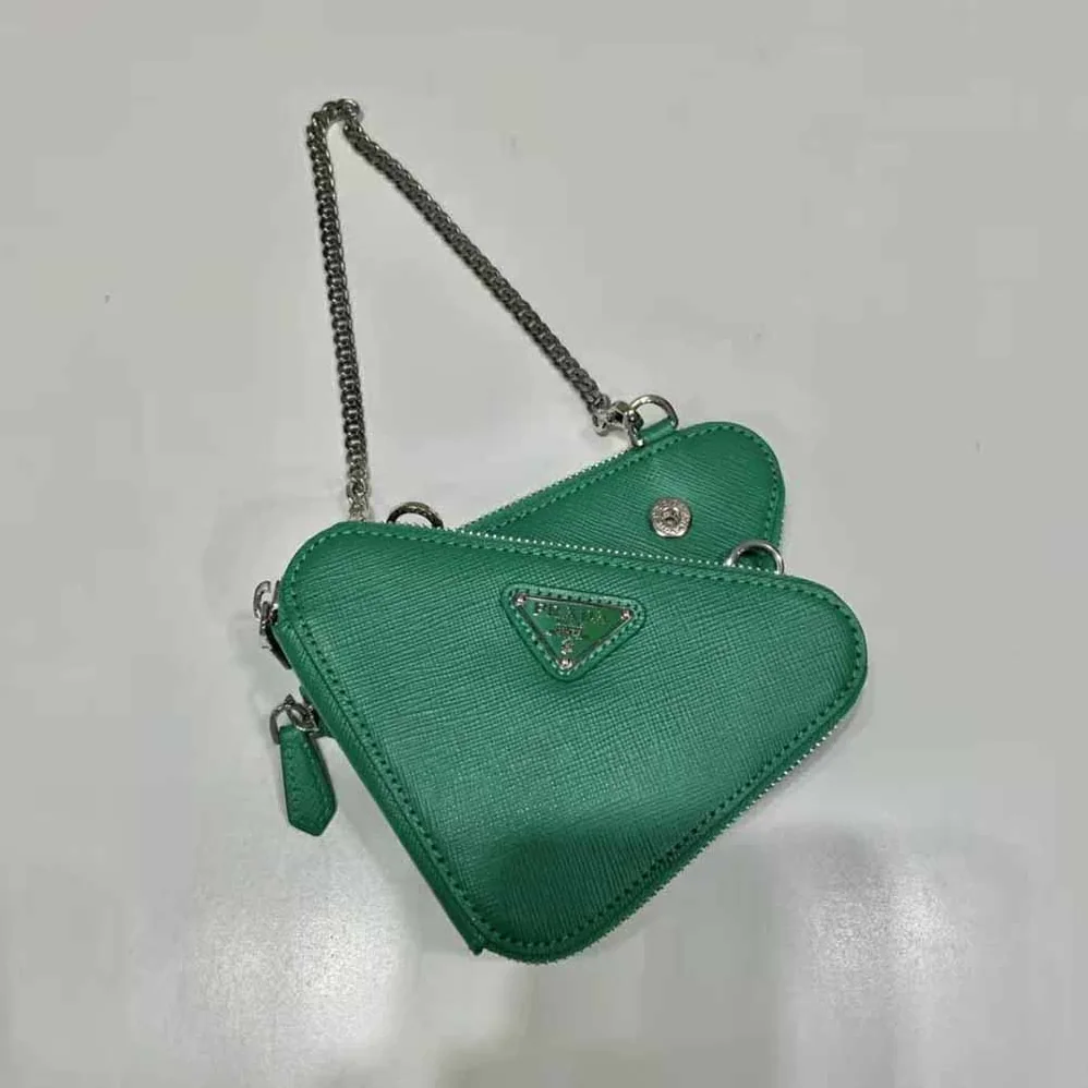 Prada Saffiano Leather Mini Pouch for Women in Green Prada Saffiano Leather Mini Pouch for Women in Green