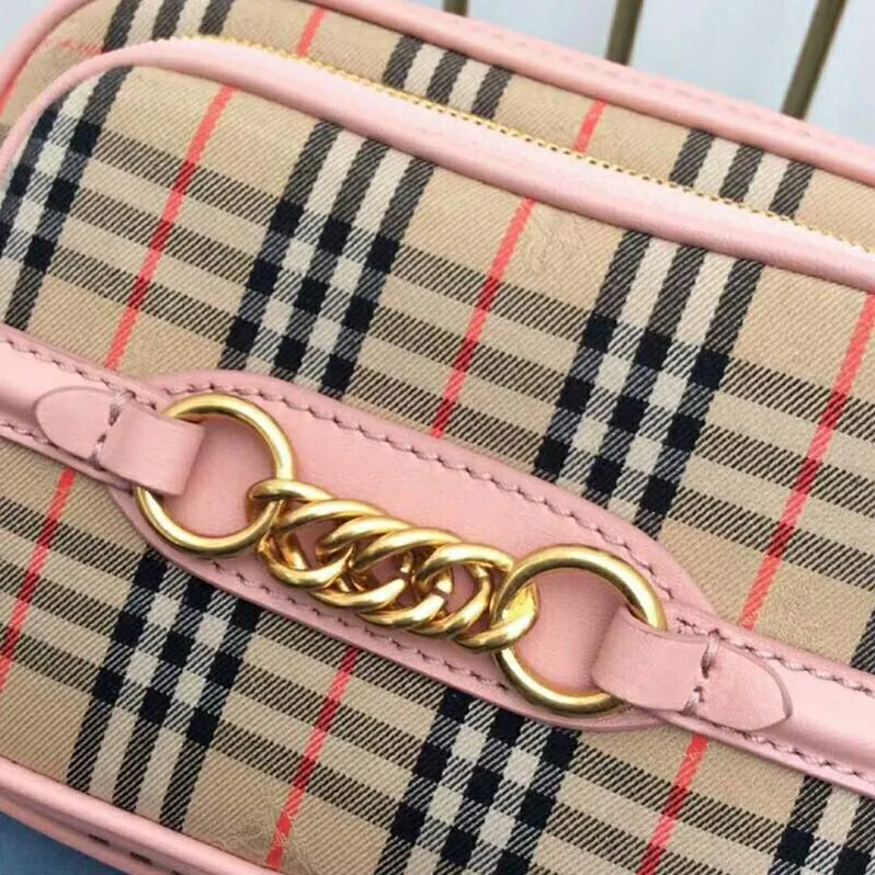 Burberry The 1983 Check Link Camera Bag for Women in Pink Burberry The 1983 Check Link Camera Bag for Women in Pink