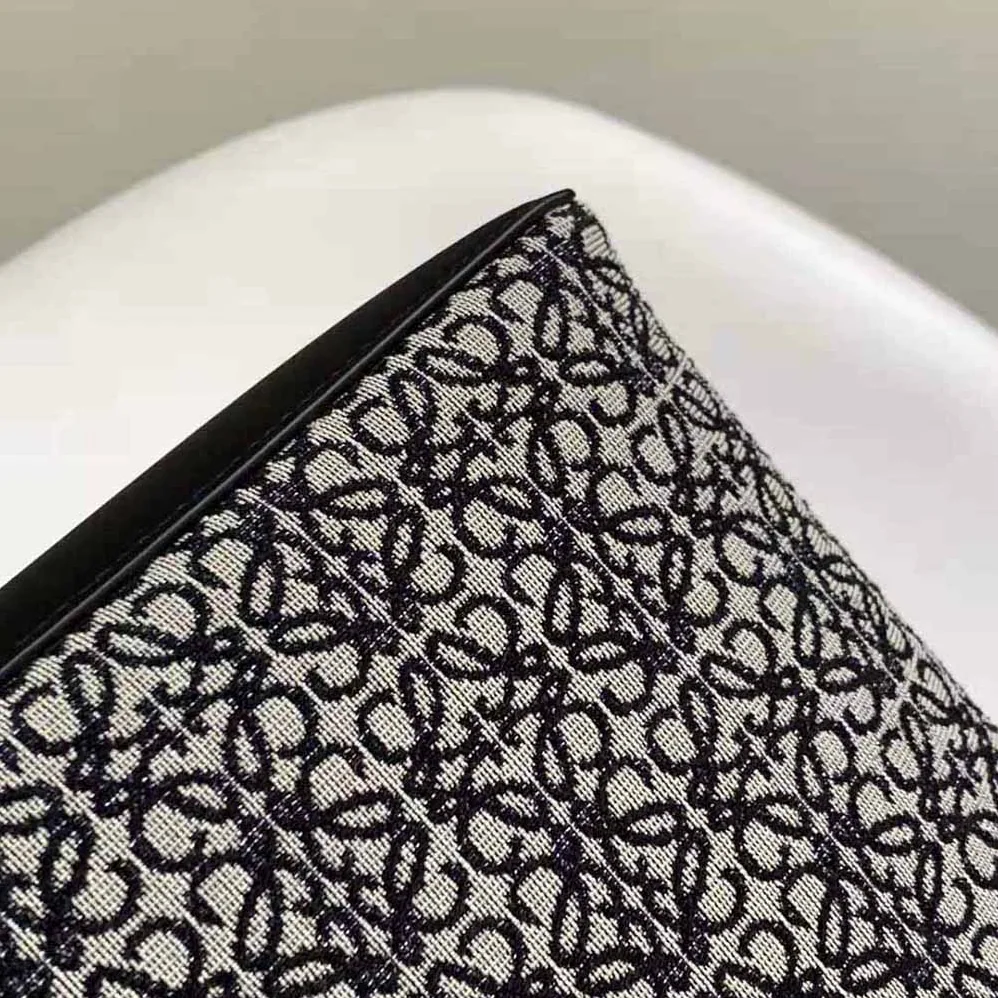 Loewe Square Tote Bag in Anagram Jacquard and Calfskin for Women in Black Loewe Square Tote Bag in Anagram Jacquard and Calfskin for Women in Black