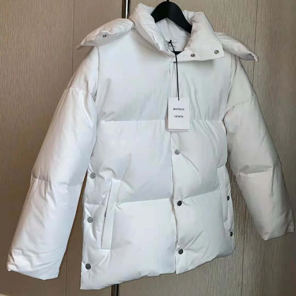 Bottega Veneta Frosted Poplin Puffer Jacket for Women in White