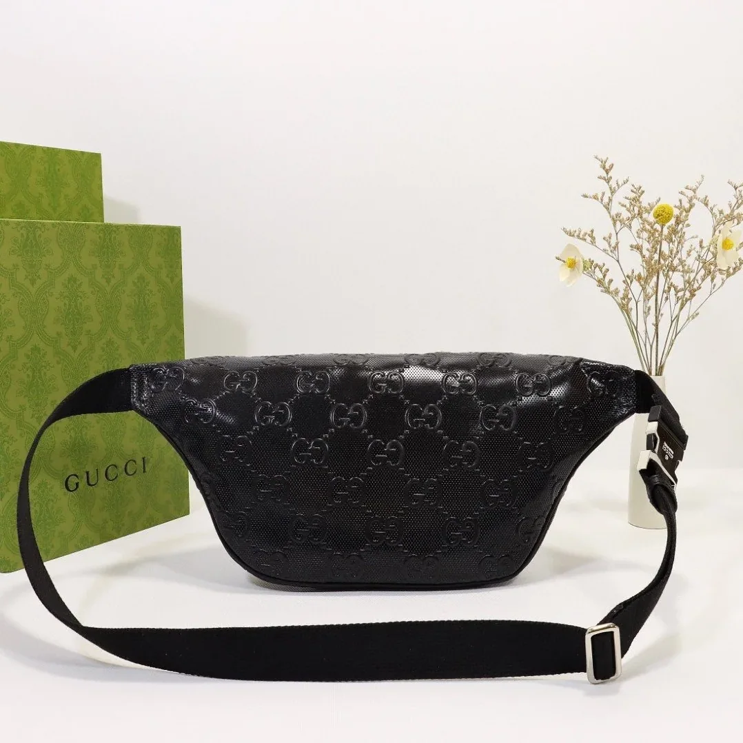 Gucci Embossed Belt Bag Black / Gucci Embossed Belt Bag Black /