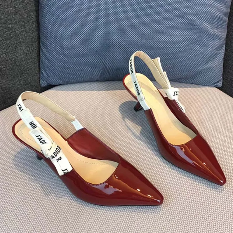 Dior Sling-Back Patent Leather J'Adior Ribbon 6.5cm Shoes for Women in Red