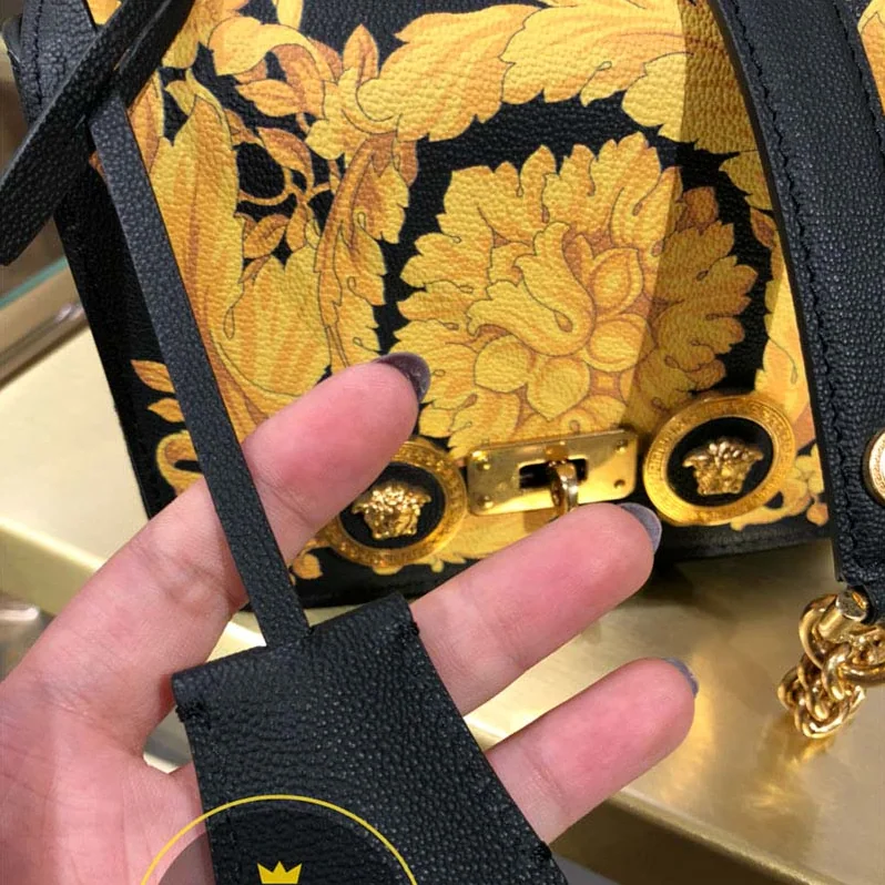 Versace Small Barocco Icon Shoulder Bag Calf Leather for Women in Black Versace Small Barocco Icon Shoulder Bag Calf Leather for Women in Black