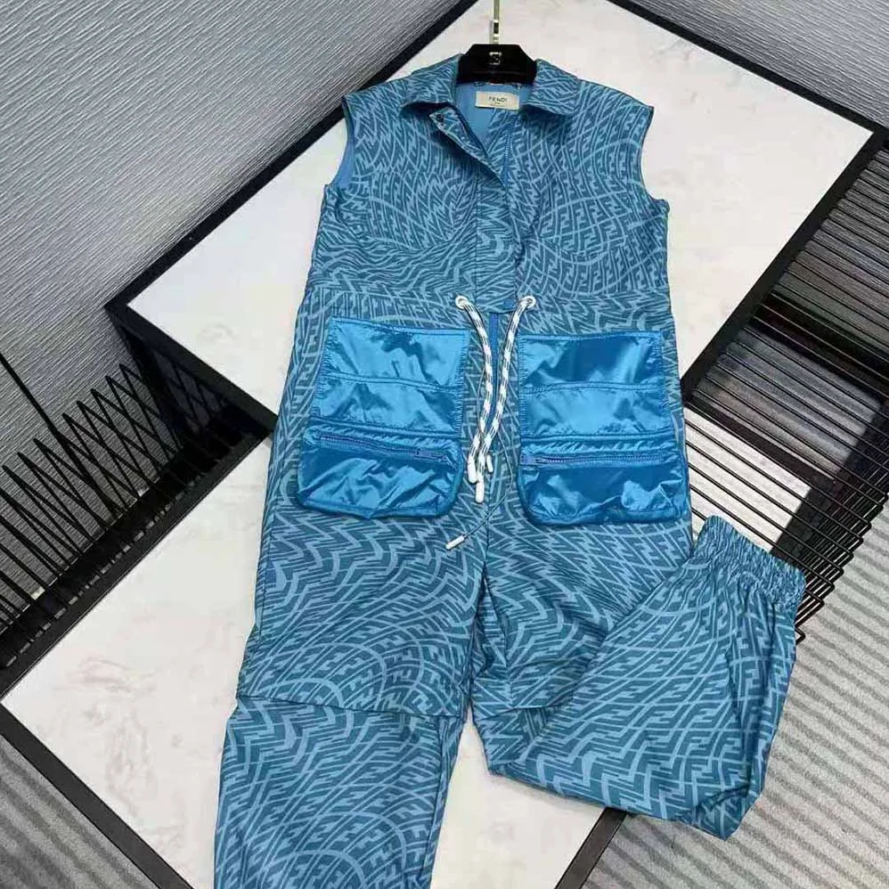 Fendi Jumpsuit Light Blue Denim Jumpsuit for Women