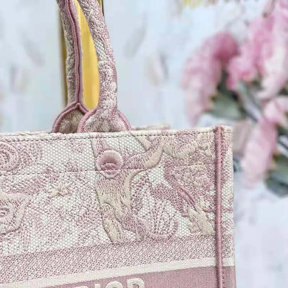 Dior Small Dior Book Tote Toile de Jouy Embroidery for Women in Pink