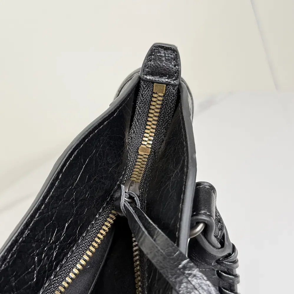 Balenciaga Le City Bag Small in Black Arena Lambskin Brass Hardware for Women