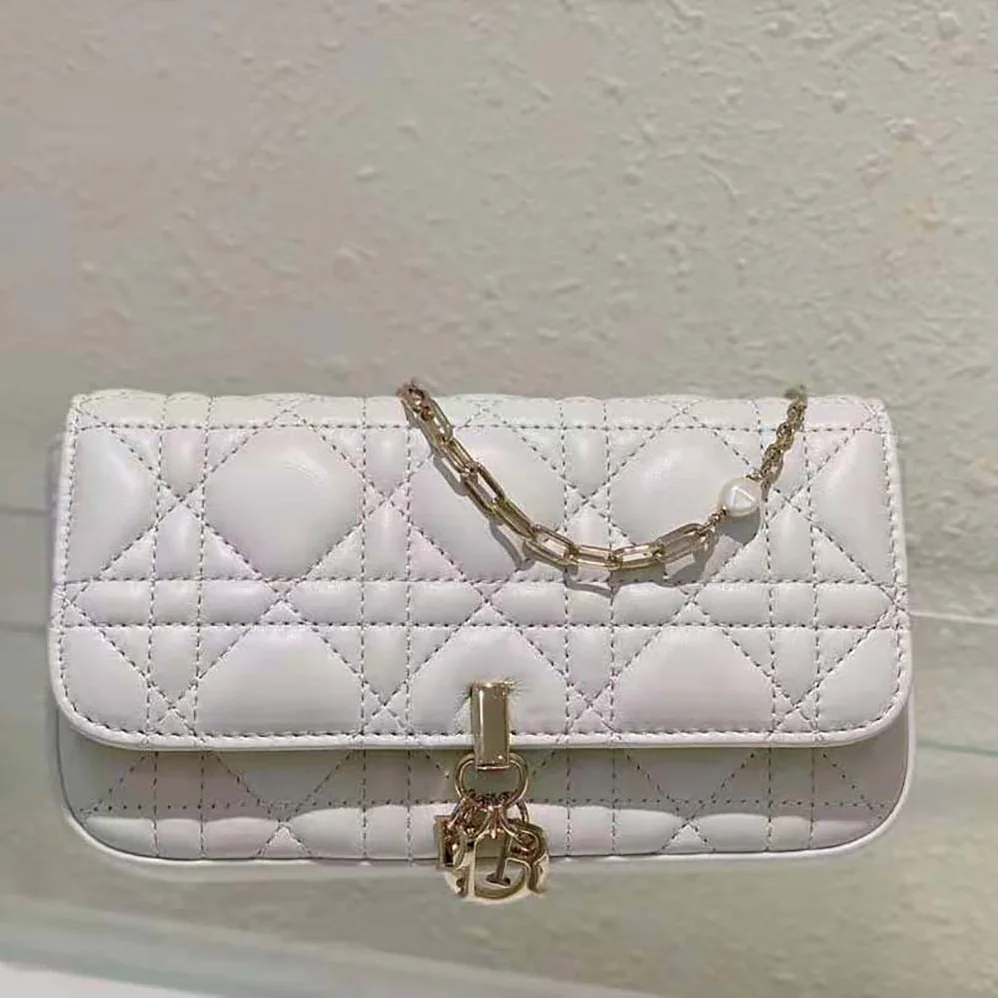Dior Lady Dior Phone Pouch Latte Cannage Lambskin for Women Dior Lady Dior Phone Pouch Latte Cannage Lambskin for Women