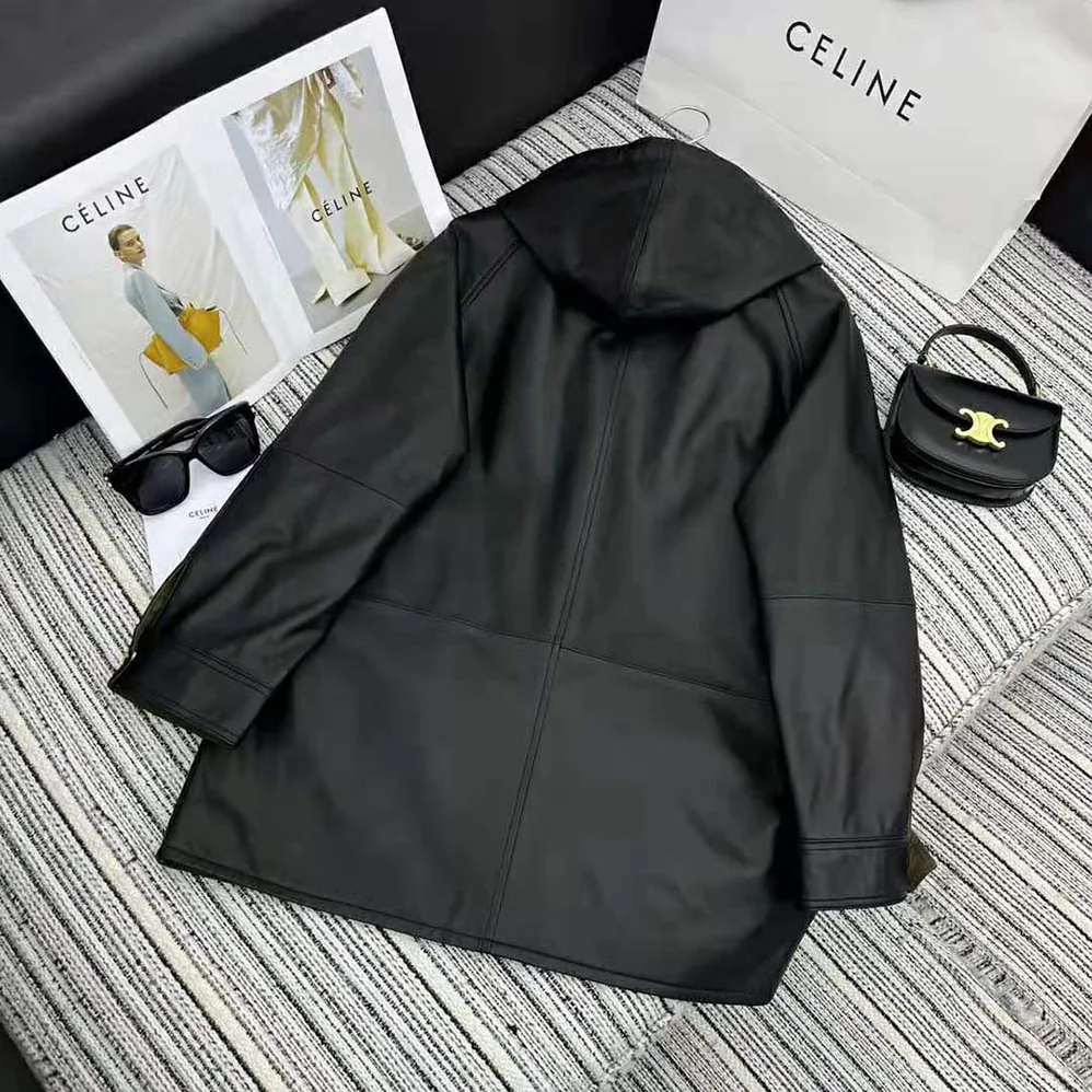 Celine Oversized Parka in Plongé Lambskin for Women Celine Oversized Parka in Plongé Lambskin for Women