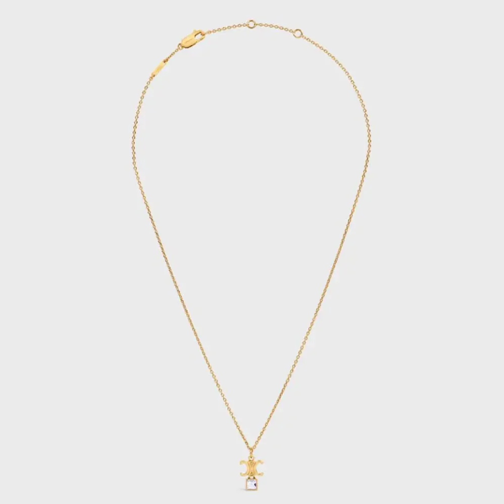 Celine Triomphe Twinkle Necklace in Strass and Brass with Gold Finish for Women Celine Triomphe Twinkle Necklace in Strass and Brass with Gold Finish for Women