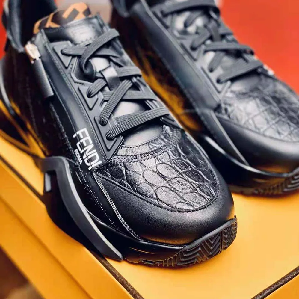 Fendi Sneakers Black Caiman Low for Women in Tops Fendi Sneakers Black Caiman Low for Women in Tops