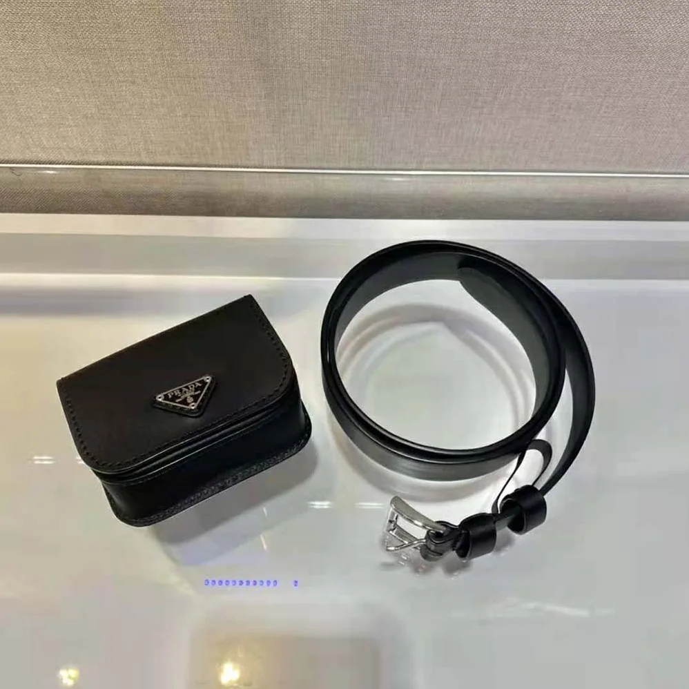 Prada Leather Belt With a Hybrid Multifunctional Design for Women in Black