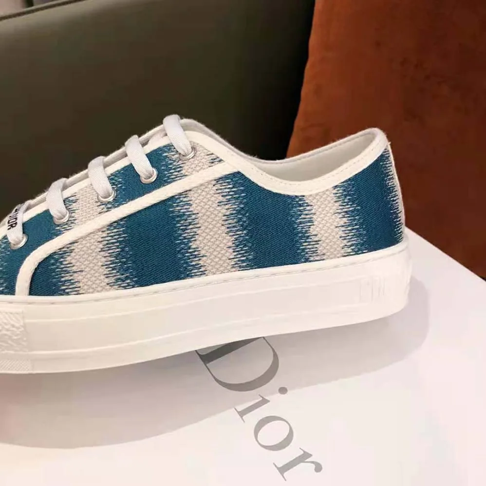 Dior Walk n dior Sneaker Deep Ocean Blue D for Women in Stripes Embroidered Cotton